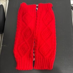 Red Knit wrist Warmers